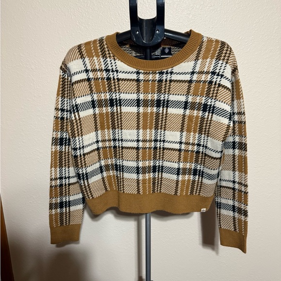 Dickies Sweaters - Dickies Plaid Crew Neck Sweater - Brown, White, and Black